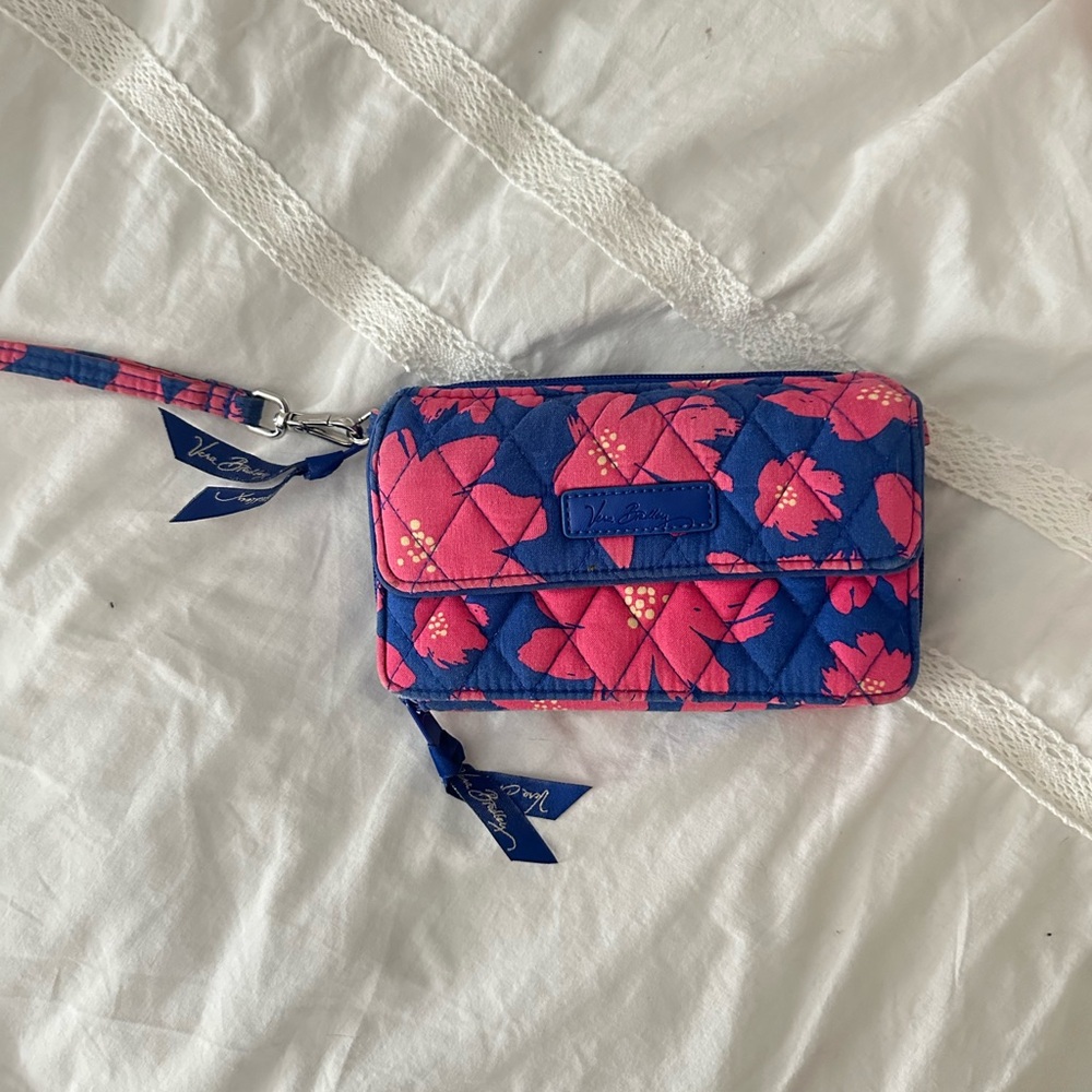 Vera Bradley Pink and Blue Floral Wristlet